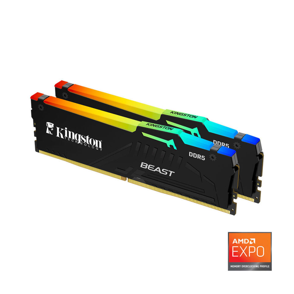 Kingston Beast RGB Expo 32GB DDR5 6000MHz CL36 Masaüstü Performans Ram Kit (2x16GB)