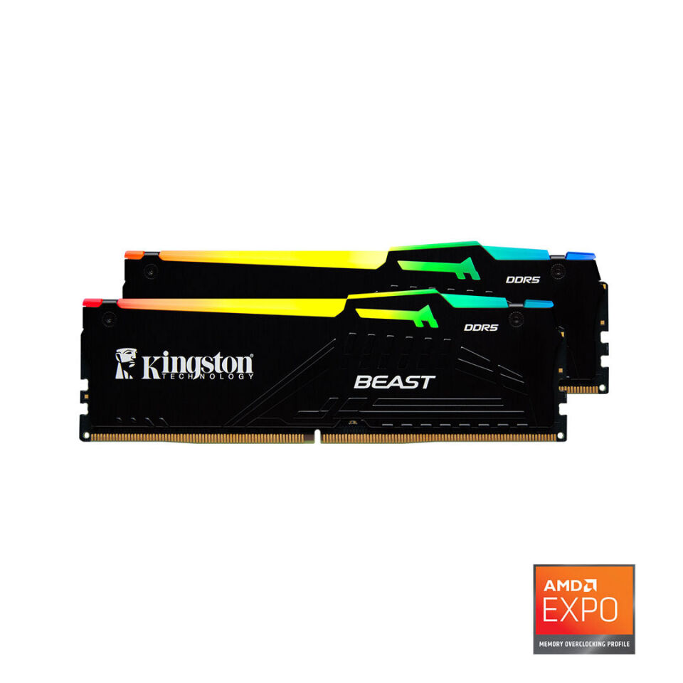 Kingston Beast RGB Expo 64GB DDR5 6000MHz CL30 Masaüstü Performans Ram Kit (2x32GB)