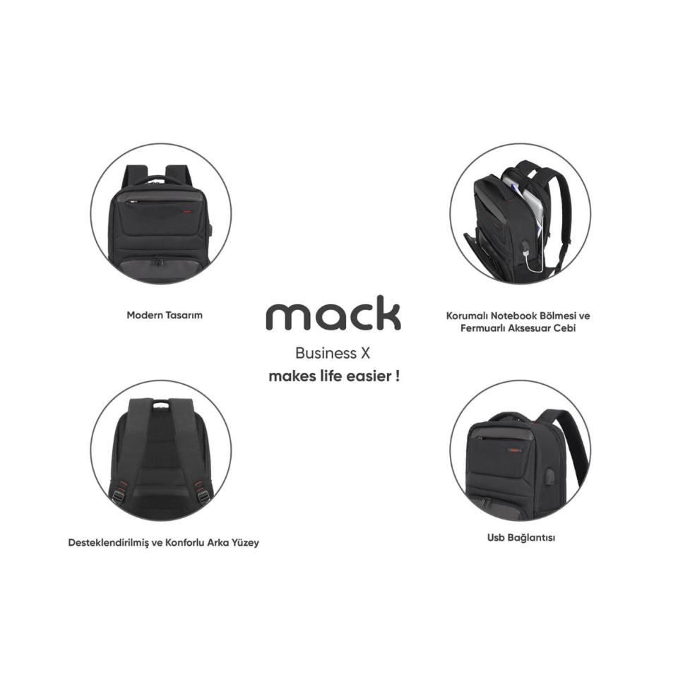 MACK MCC-805 15.6'' Business X Notebook Sırt Çantası Siyah