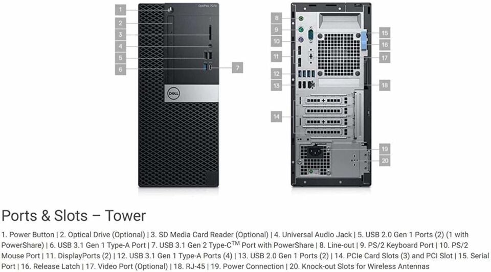 OptiPlex 5080 MT Core i7-10700 8GB Ram  256GB Win10Pro